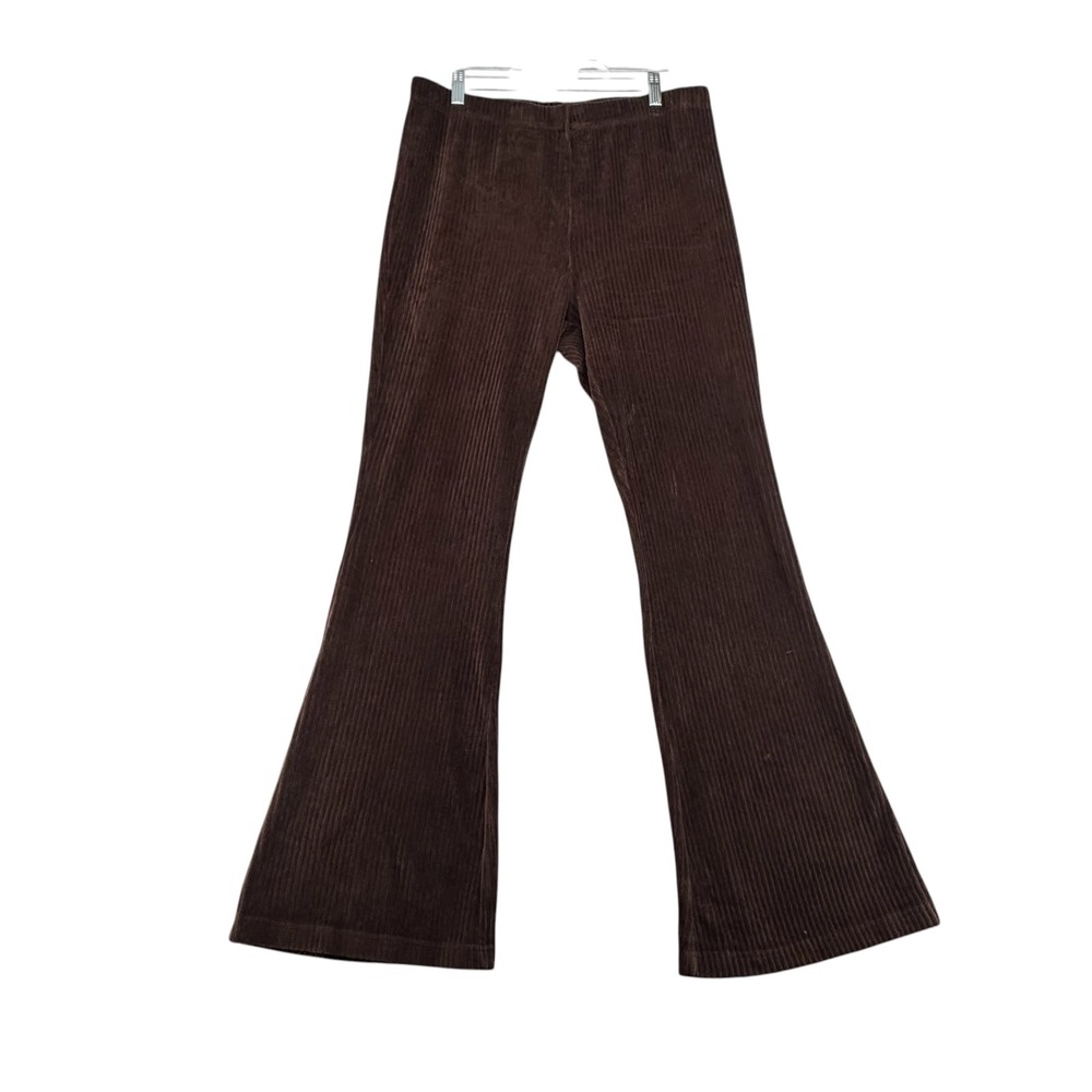 LuLaRoe Corduroy Ribbed Bell Bottoms Flare High Rise Pants Womens Large Brown